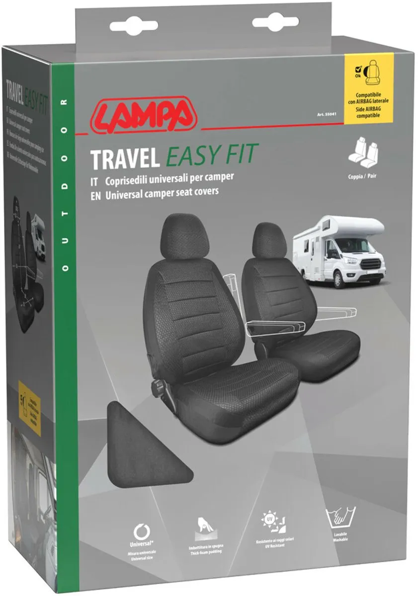 Lampa Travel Easy Fit Universele Camperstoelhoezen - Zwart