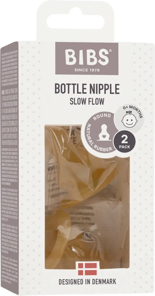 BIBS Flesspeen Slow Flow - 2 Stuks - Geel
