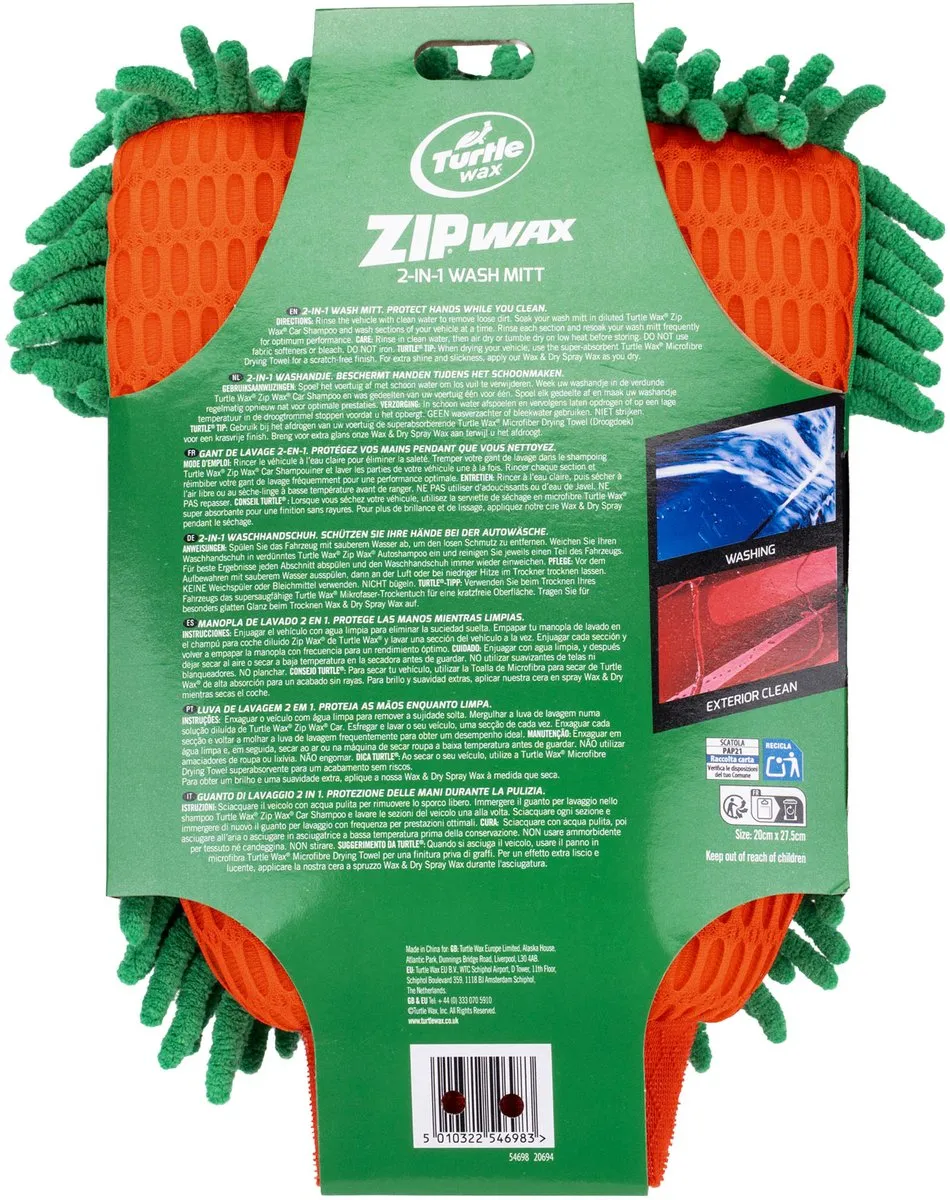 Turtle Wax Zip Wax Washandschoen 54698 - Groen/Rood - afbeelding 6 van 6
