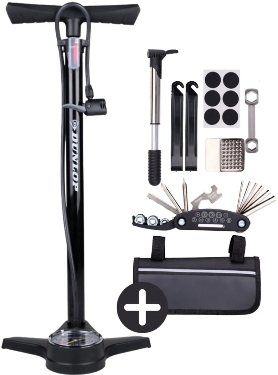 Dunlop Fietspomp met Drukmeter 14-delig