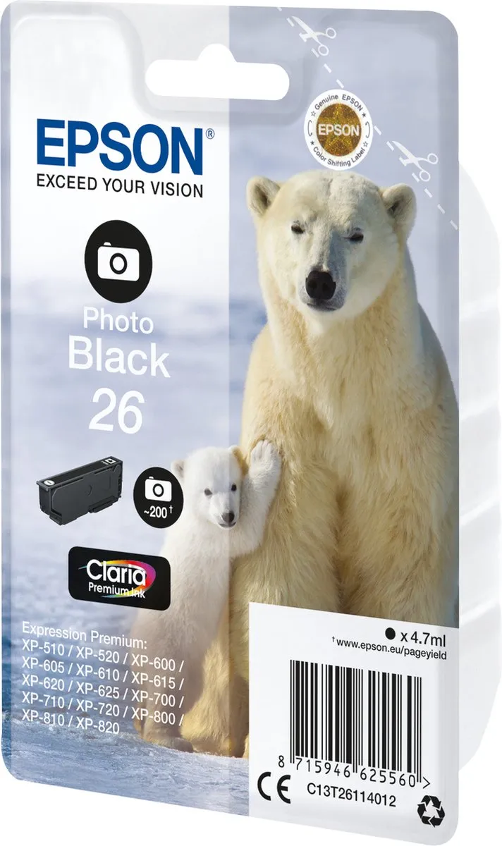 Epson C13T26114022 Inktcartridge Zwart - 200 pagina's
