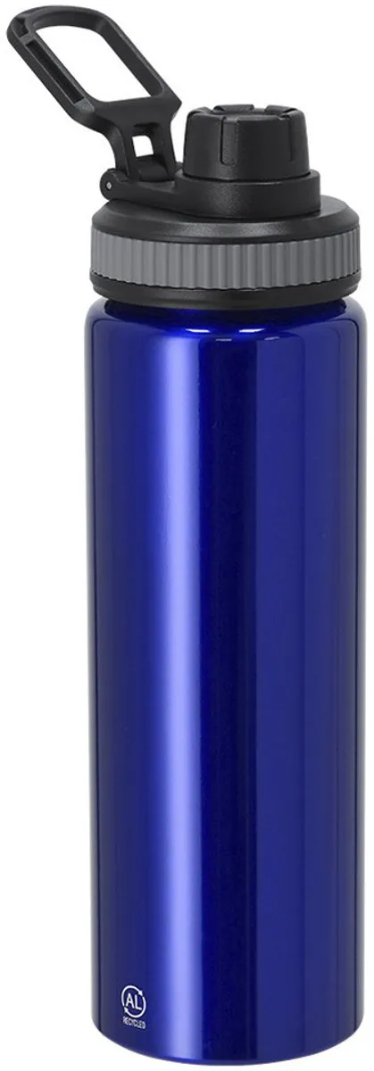 Bellatio Design Fitmaster Waterfles 800ml - Metallic Blauw - 2 Stuks