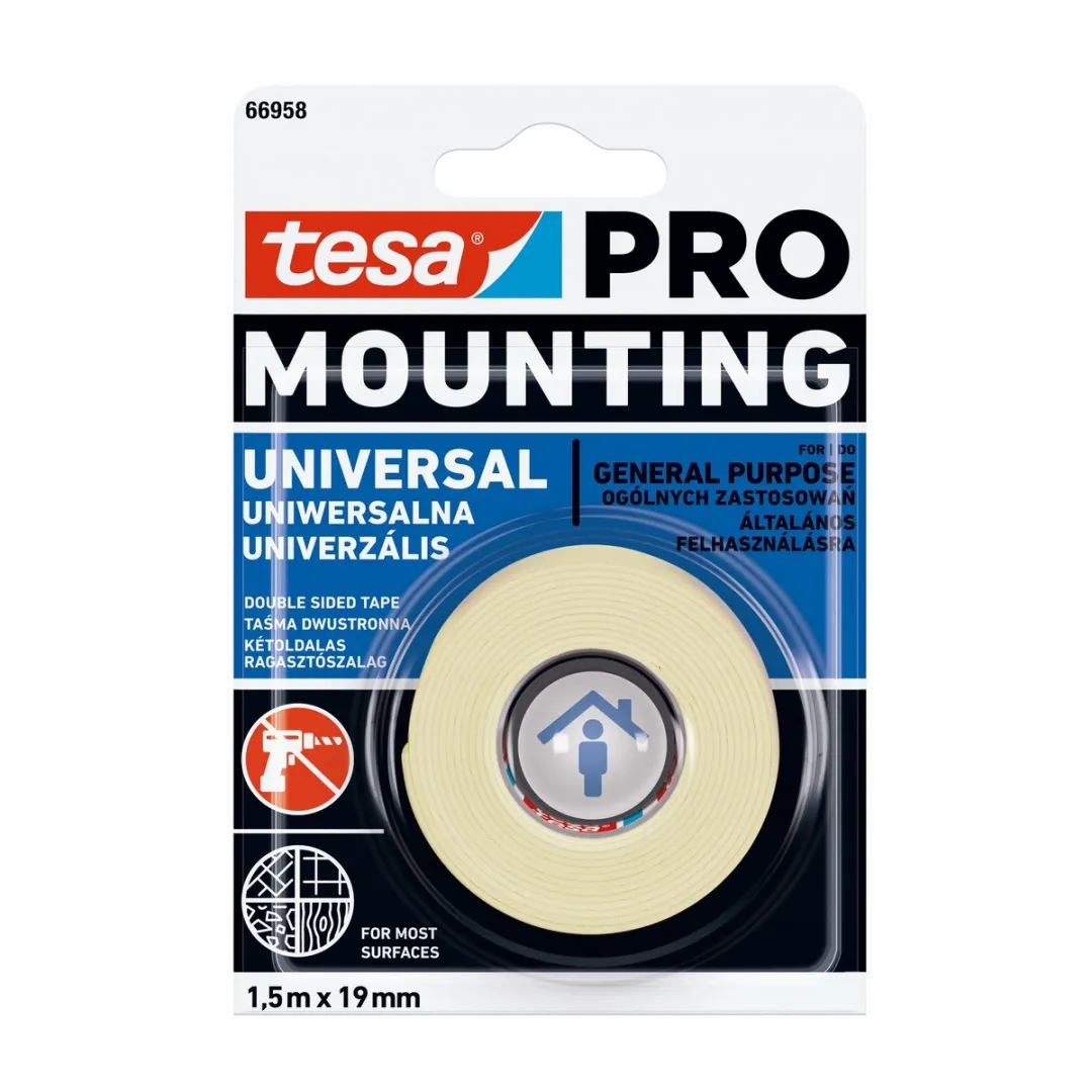 Tesa PRO Mounting Universal Dubbelzijdige Tape 1,5m x 19mm