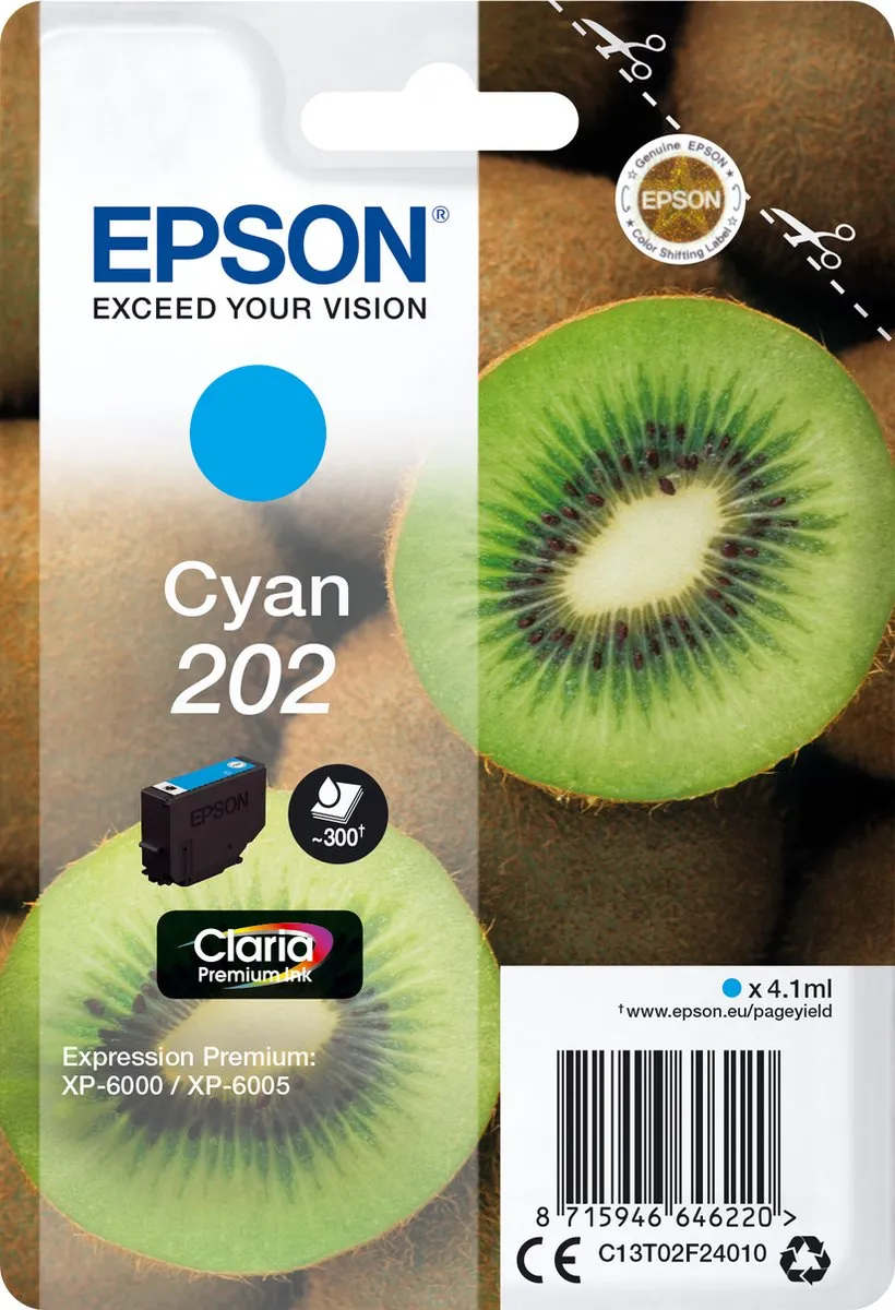 Epson C13T02F24010 Inktcartridge - Cyaan - 4.1ml