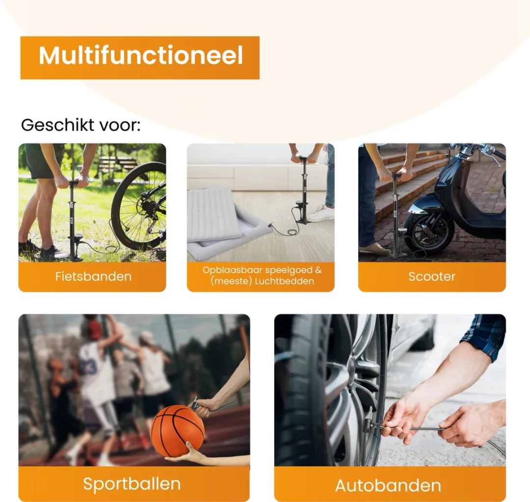 R2B Fietspomp met Drukmeter - 900g - o.a. Presta/Schrader