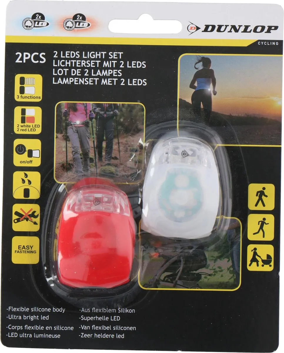 Dunlop Fietslamp LED - 2 Stuks (voor & achter) - Multi