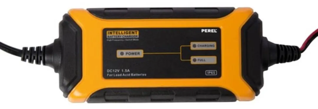 Perel Acculader 12V 1.5A Loodzuur - IP65 - voor Auto/Motor/Scooter/Boot