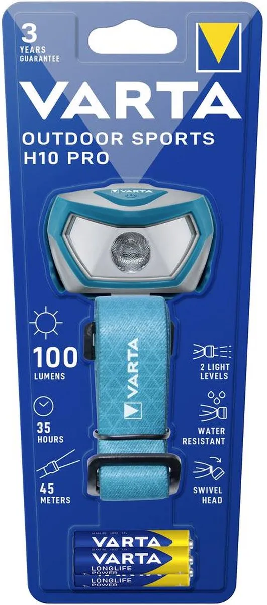 Varta Outdoor Sports H10 Pro Hoofdlamp - 3W - Lichtblauw