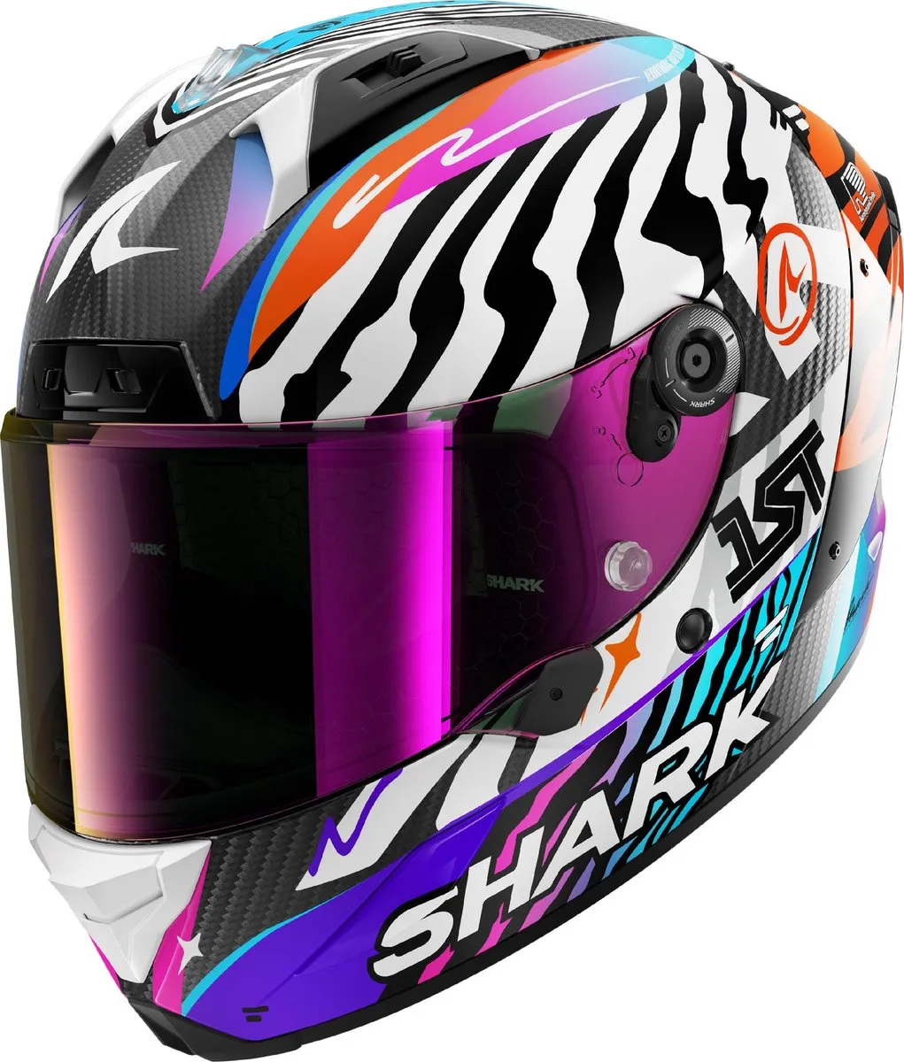 Shark Aeron Speed Fancy Carbon Helm - M - Blauw/Wit