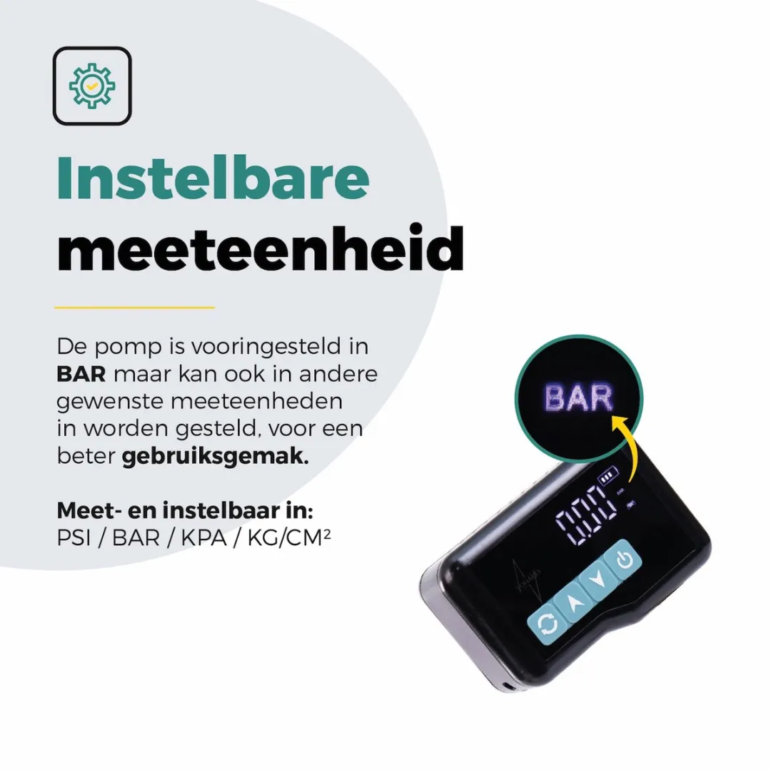 Voltano Mini Elektrische Bandenpomp - 10,3 BAR - Zwart/IJsblauw - afbeelding 6 van 6