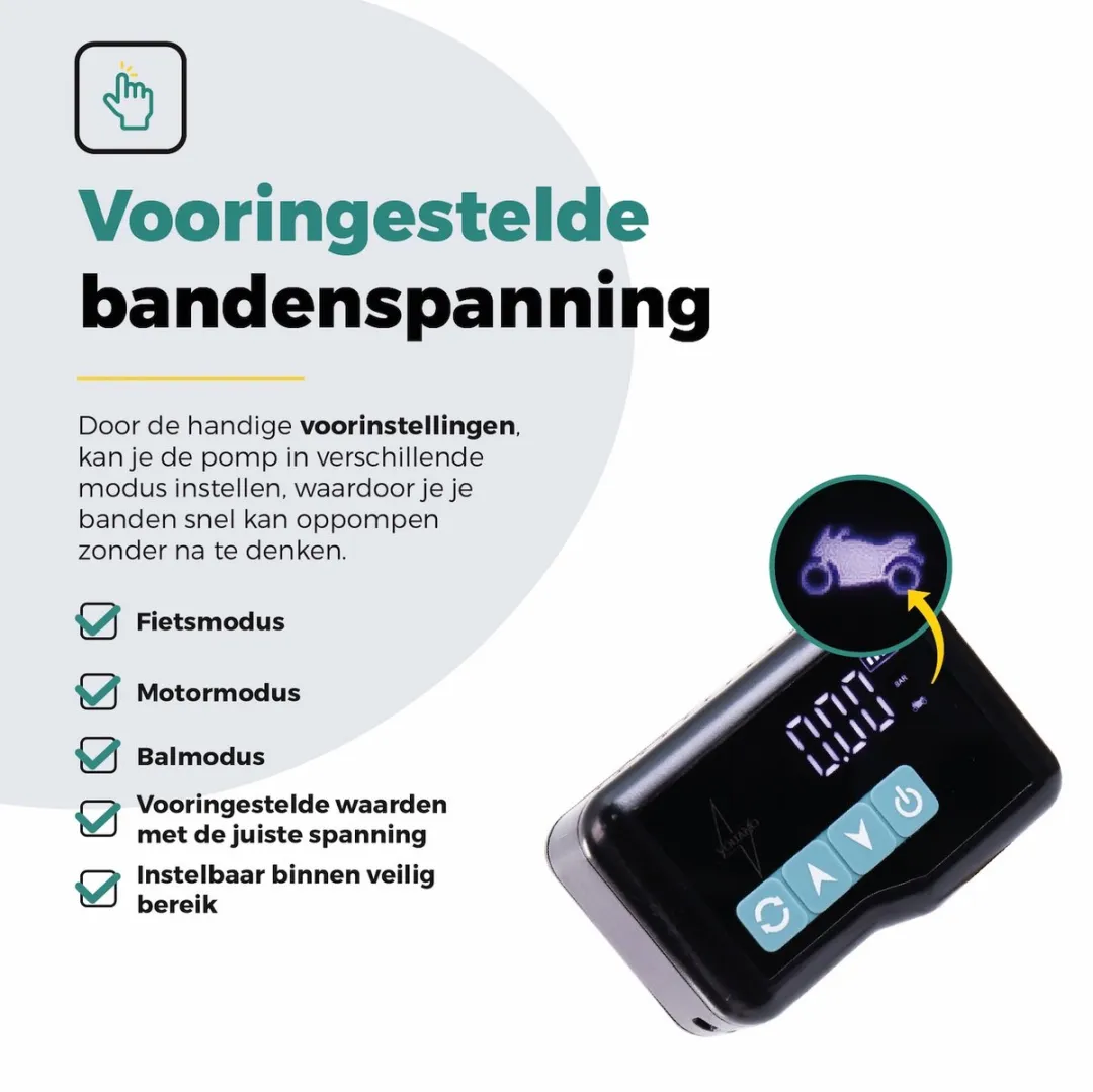 Voltano Mini Elektrische Bandenpomp - 10,3 BAR - Zwart/IJsblauw