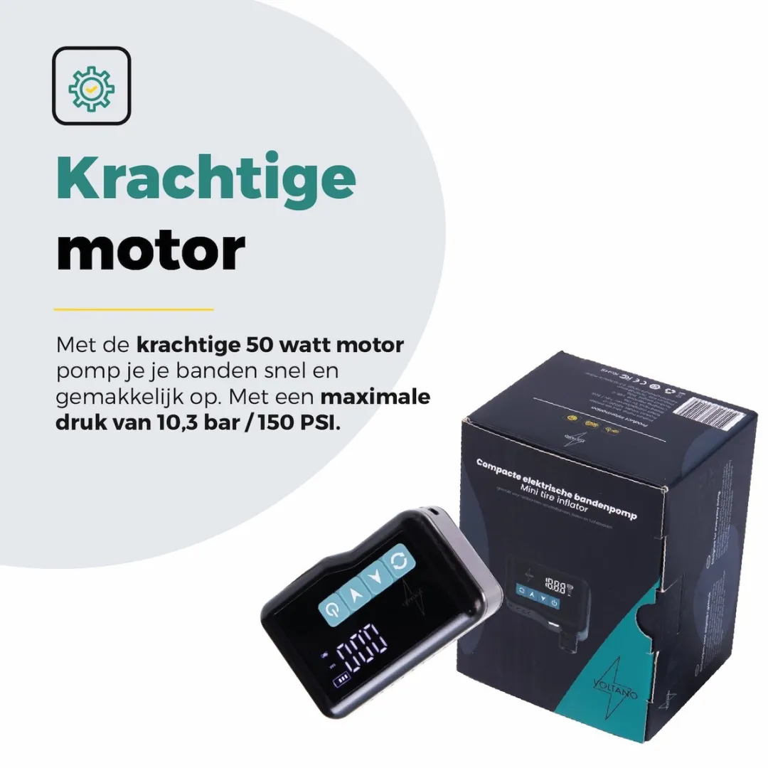 Voltano Mini Elektrische Bandenpomp - 10,3 BAR - Zwart/IJsblauw