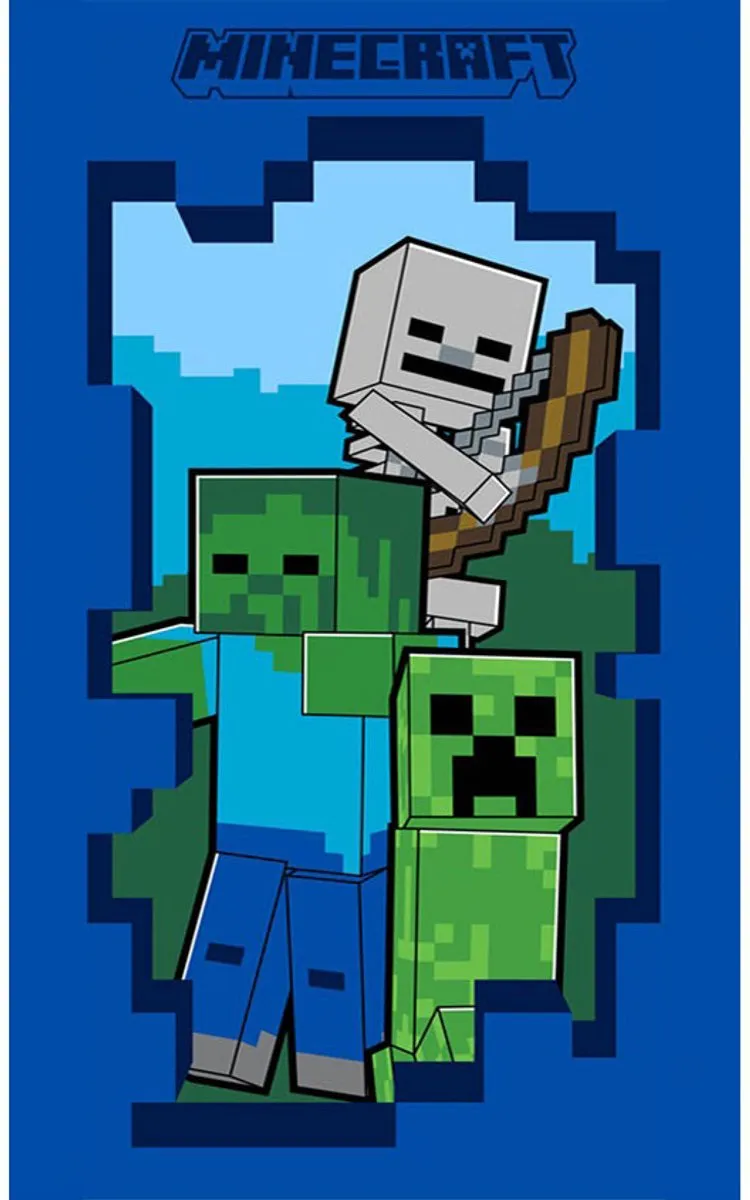 Minecraft Handdoek 30x50cm - Blauw - afbeelding 2 van 2