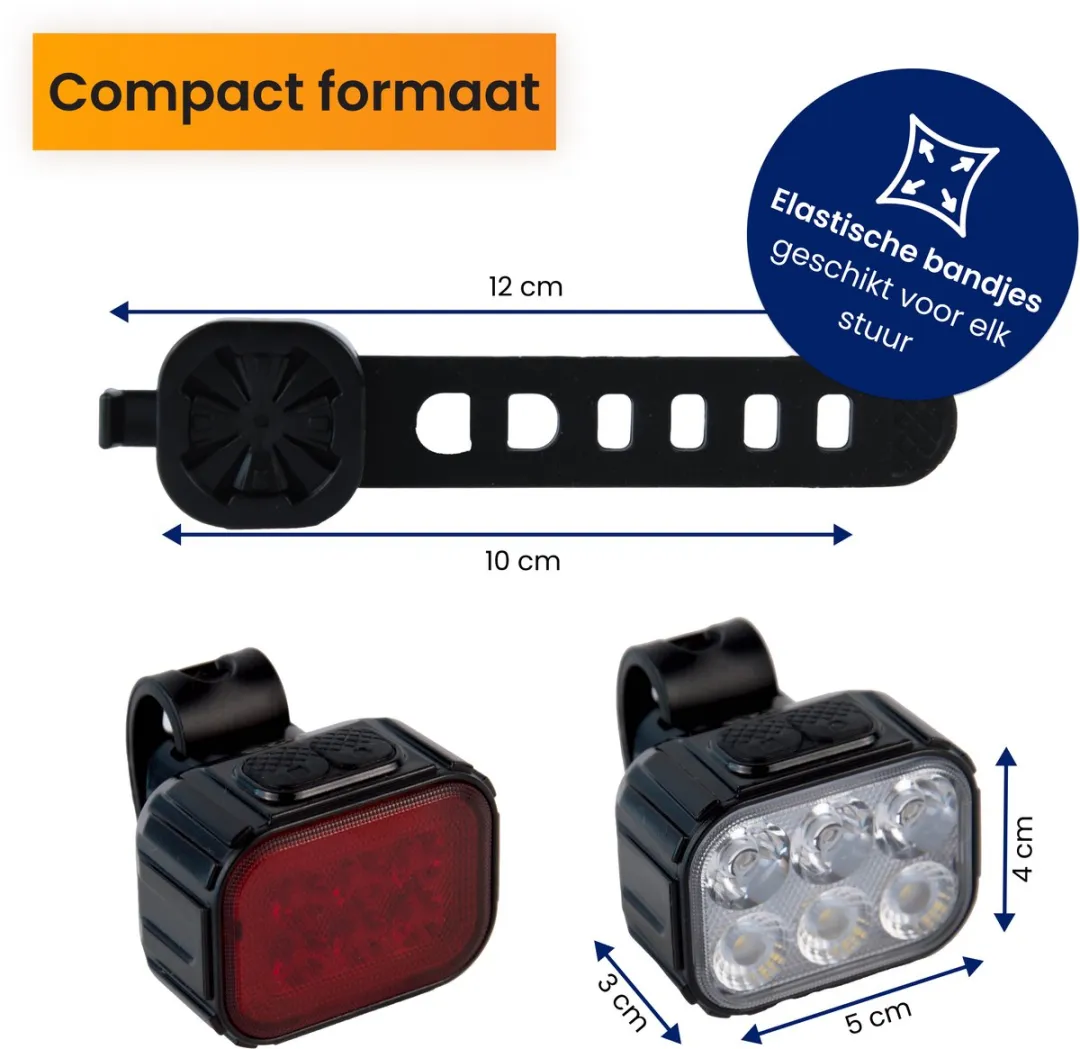 R2B Fietslamp USB-C Set - 350 Lux - Wit & Rood