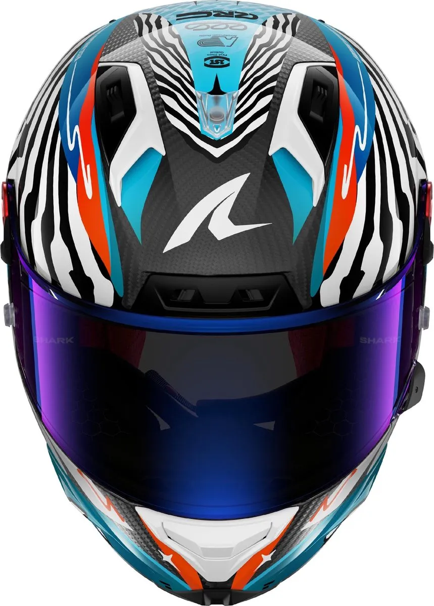 Shark Aeron GP FIM 2 Speed Fancy Carbon Helm - XXL - Wit/Koolstof/blauw