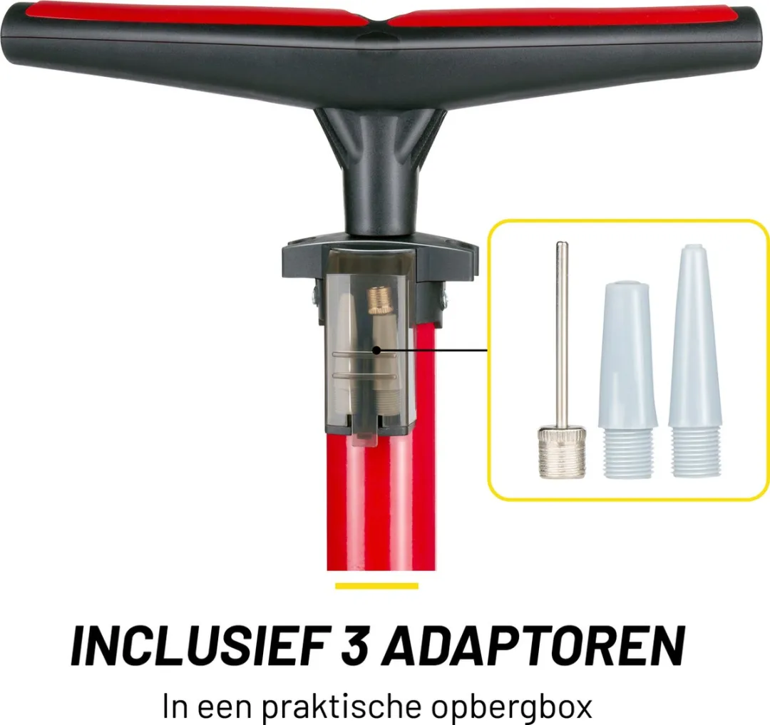 Dunlop Fietspomp - 1x Adaptoren voor Dunlop/Schrader/Presta - Zwart