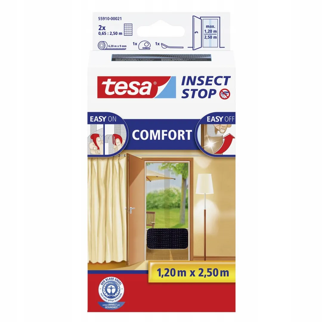 Tesa Comfort Balkondeurhor 1,2x2,5m - Zwart