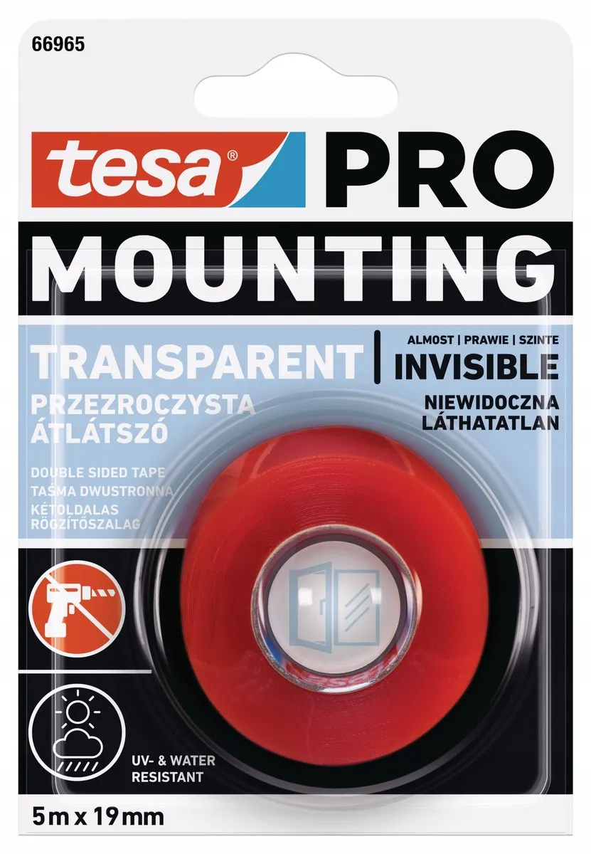 Tesa PRO Transparante Montagetape 5m x 19mm