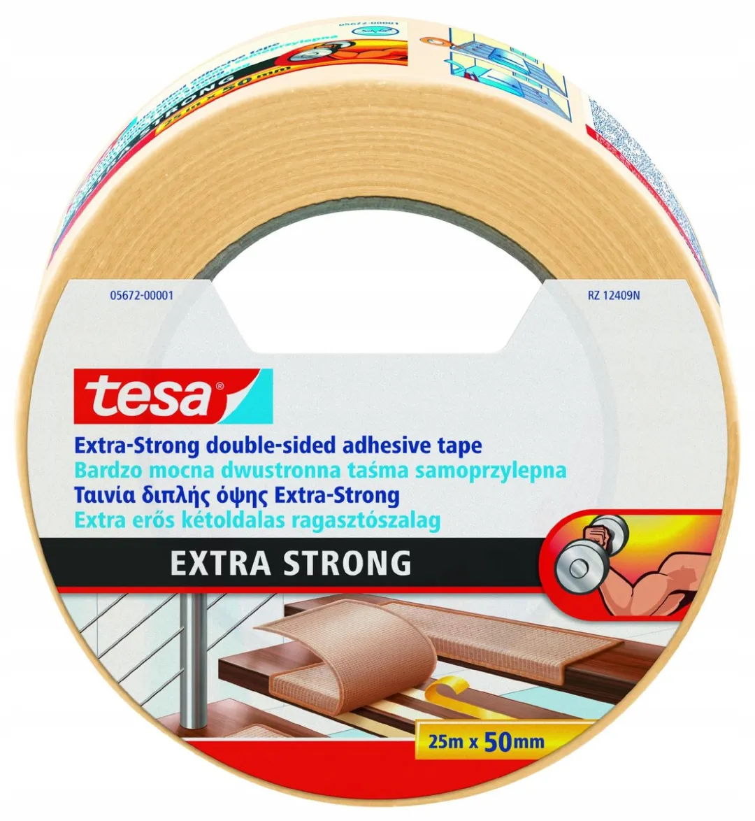 Tesa Extra Strong Tweezijdige Tapijtband 25m x 50mm
