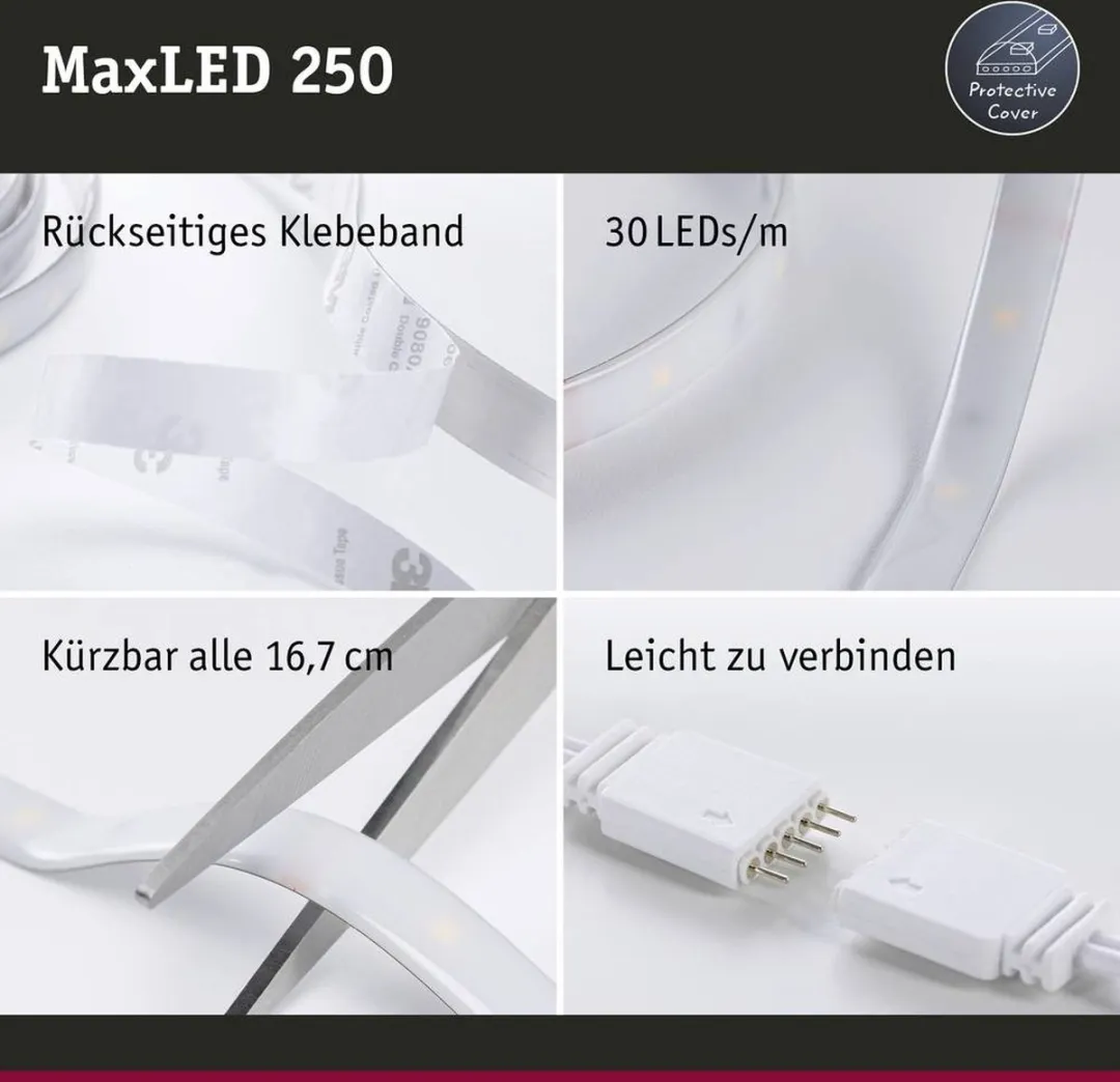 Paulmann MaxLED 250 LED-strip Daglichtwit 100cm - Zilver