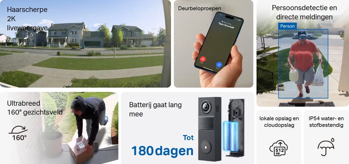 TP-Link Tapo D205 Slimme Video Deurbel - 2K - Zwart