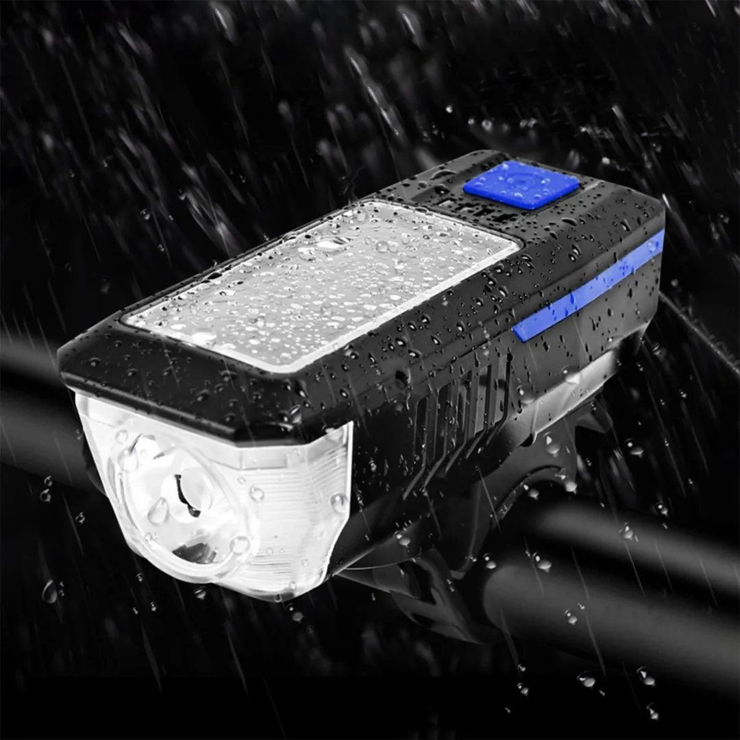 FlinQ Solar Fietsverlichting USB Oplaadbaar - 1 Lux - Zwart/Blauw