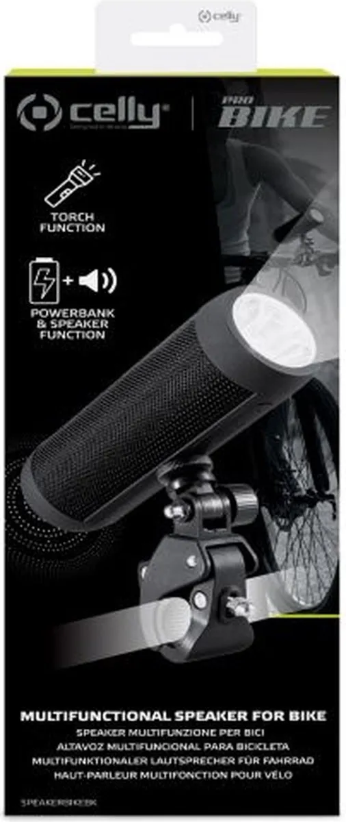 Celly Speakerbike Draadloze Speaker 5W Powerbank 3600mAh - Zwart