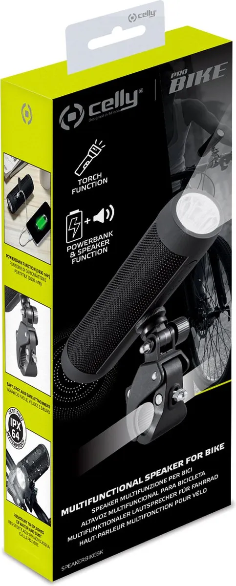 Celly Speakerbike Draadloze Speaker 5W Powerbank 3600mAh - Zwart