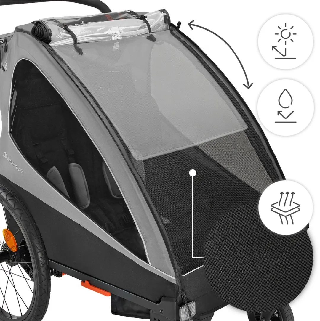KinderKraft NAVA WALK 2-in-1 Fietskar - Stormy Grey