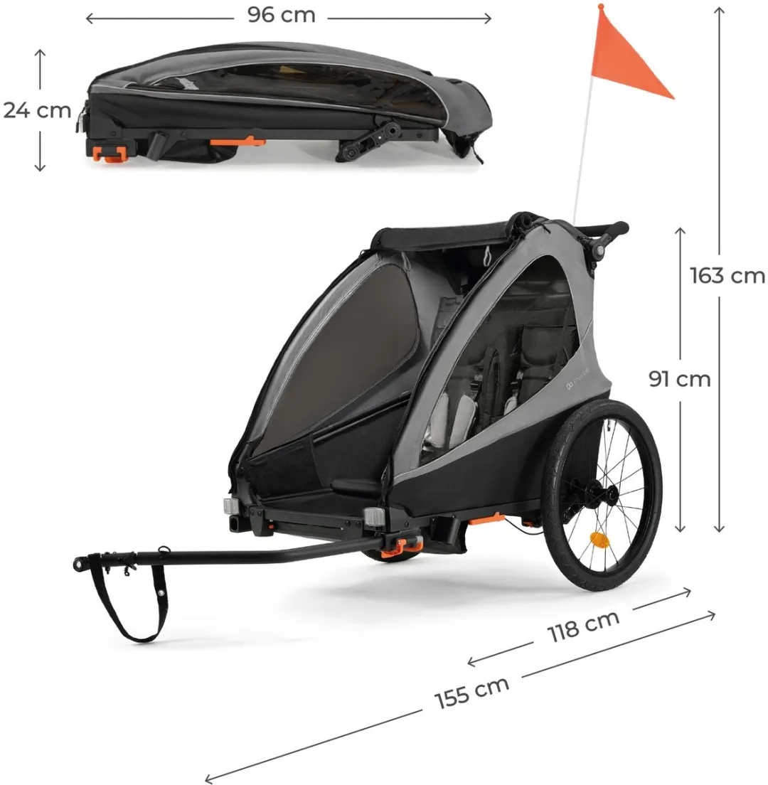 KinderKraft NAVA WALK 2-in-1 Fietskar - Stormy Grey