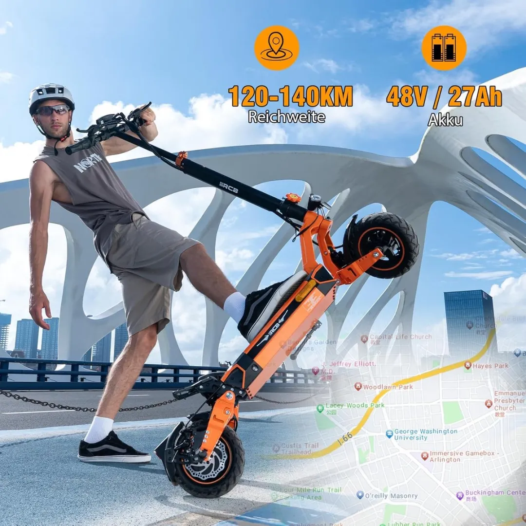 RCB D7Pro Elektrische Step 48V 27Ah - 25 km/u - 10" dubbel demping