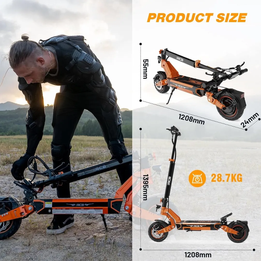 RCB D7Pro Elektrische Step 48V 27Ah - 25 km/u - 10" dubbel demping - afbeelding 6 van 6