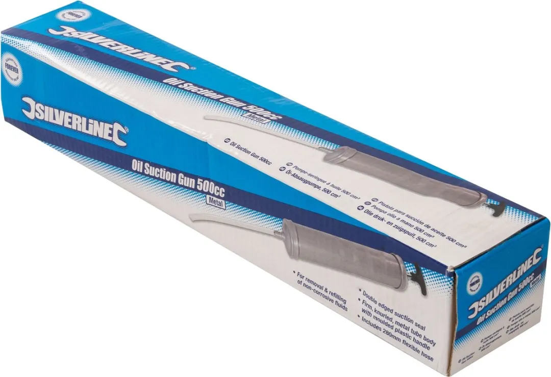 Silverline Olie Druk- en Zuigspuit 500ml - met Flexibele Slang
