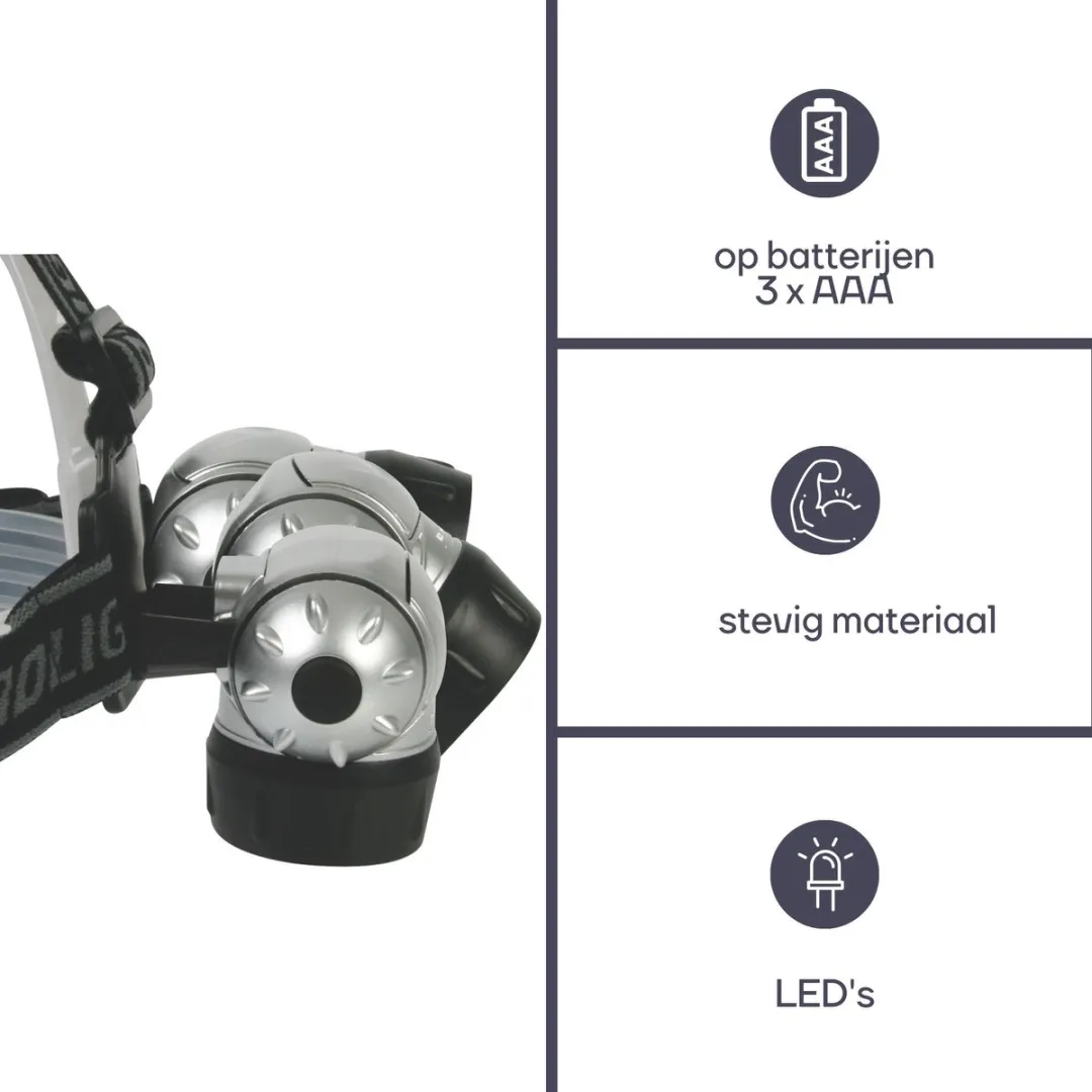 Perel LED Hoofdlamp - 7 Witte LED's - 7 Lichtmodi