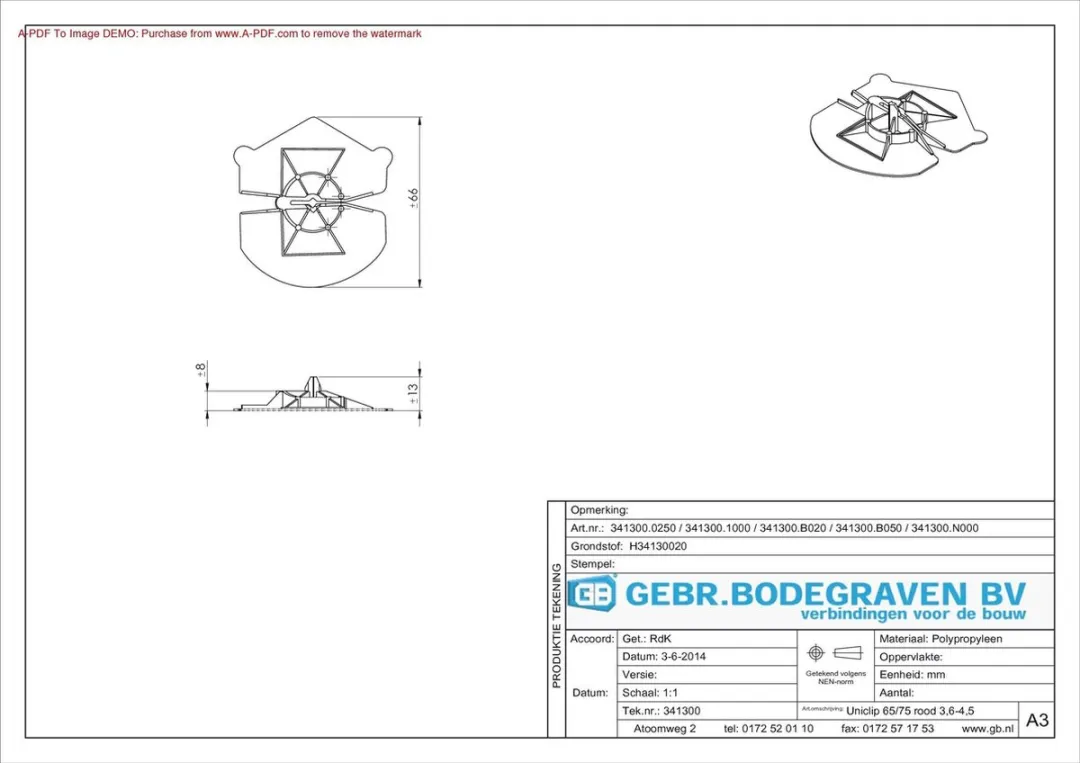 GB Uni-Clip 341300 3,6-4,5mm - 1000 Stuks Rood