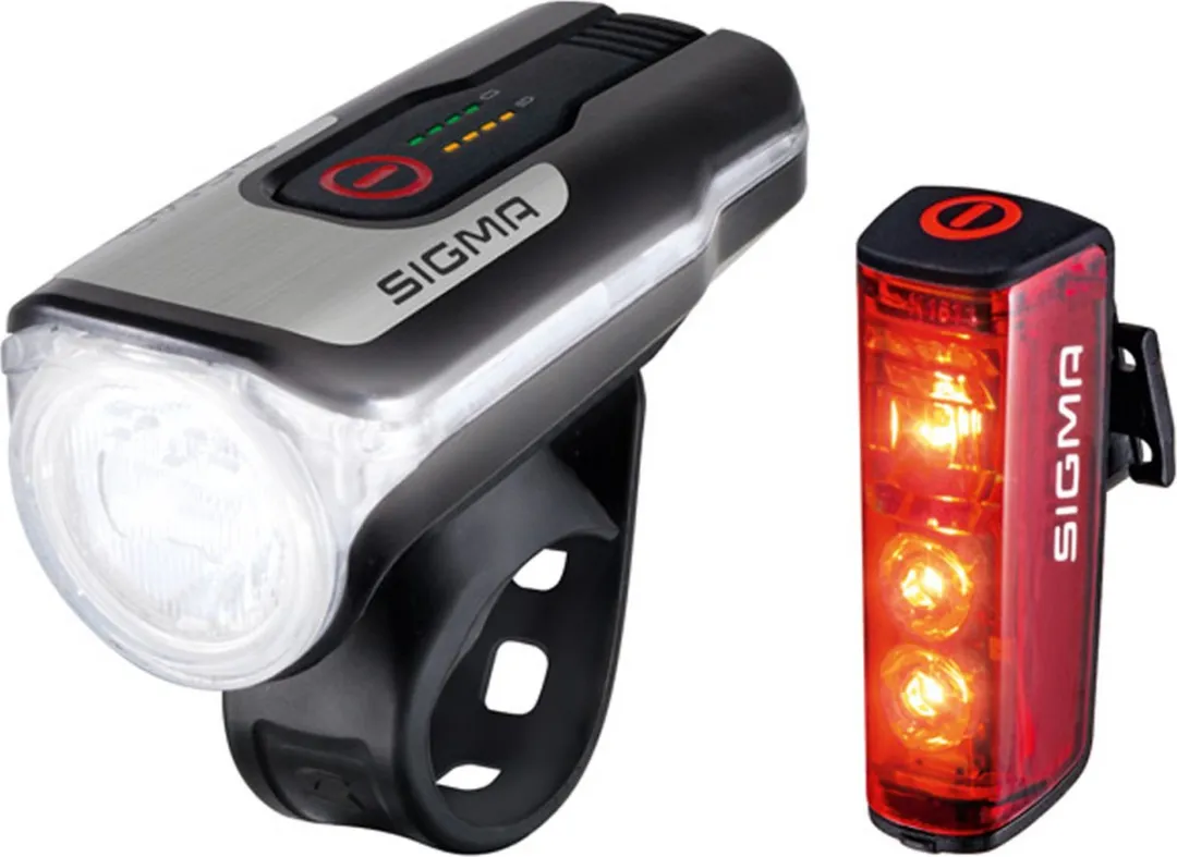 Sigma Aura 80 USB + Blaze Fietsverlichtingsset - 80 Lux - Zwart/zilver