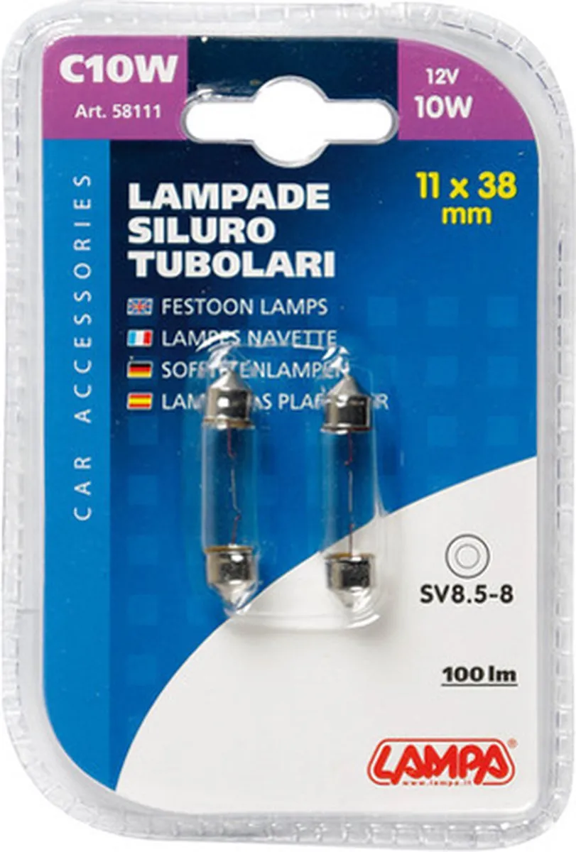 Lampa 12V Festoonlamp C10W 11x35mm - 10W - 2 Stuks - afbeelding 3 van 5