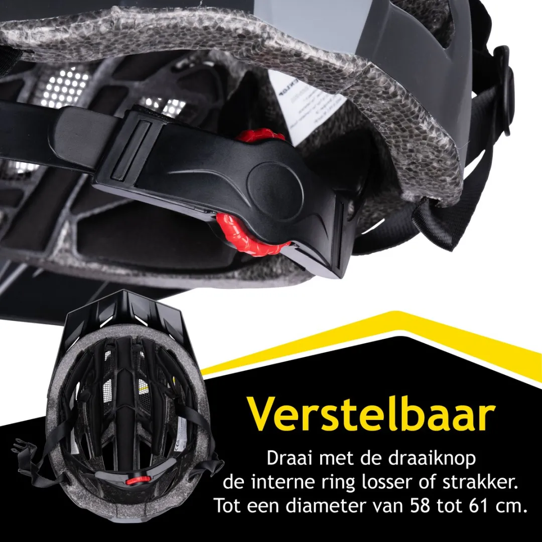 Dunlop Mountainbike Helm L - LED Verlichting - Zwart