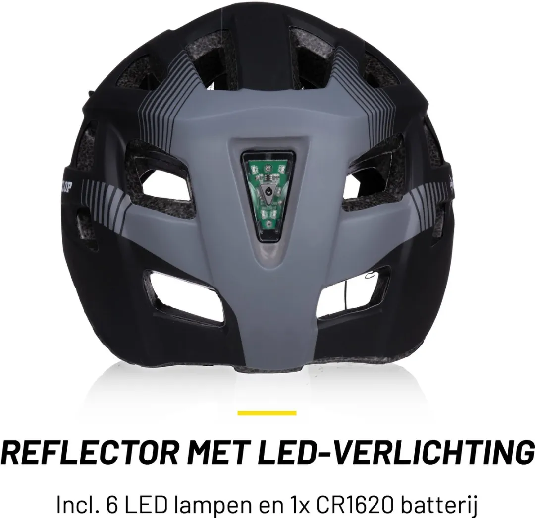 Dunlop Mountainbike Helm L - LED Verlichting - Zwart