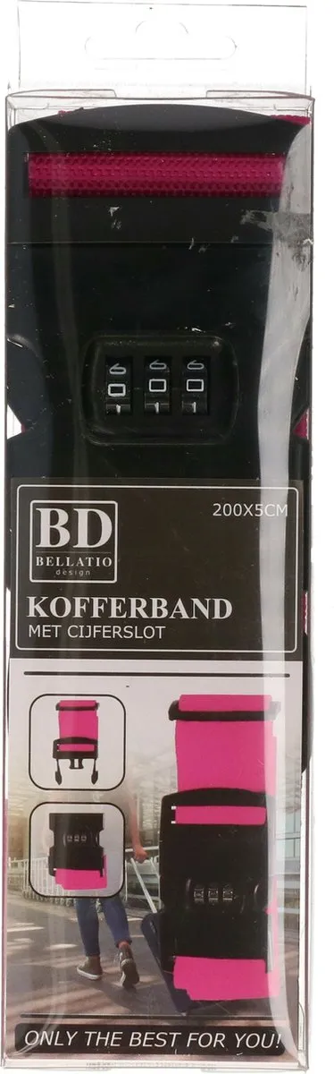 Bellatio Design Bagageriem Roze - 4 Stuks - 200x6cm