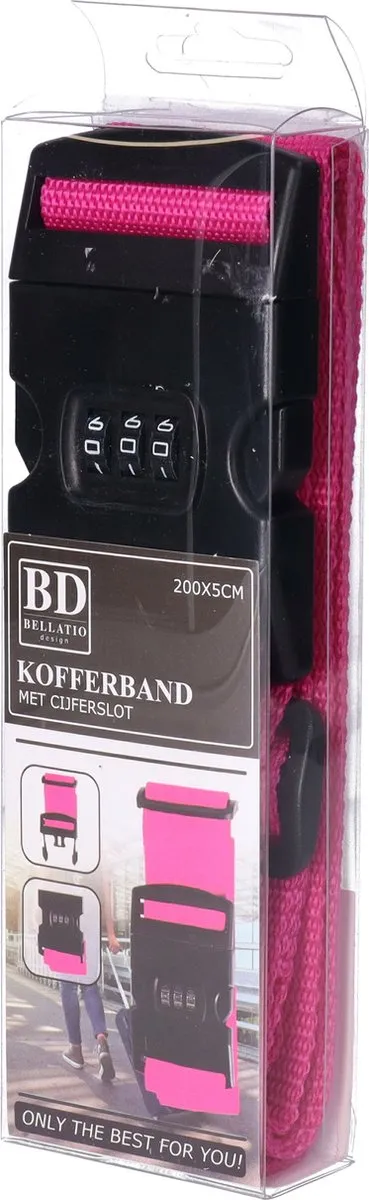 Bellatio Design Bagageriem Roze - 4 Stuks - 200x6cm