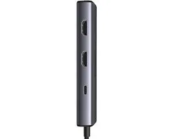 UGREEN Adapter Hub USB-C 6-in-1 - 2x HDMI, USB-C PD, 2x USB-A 3.0 - Zilver