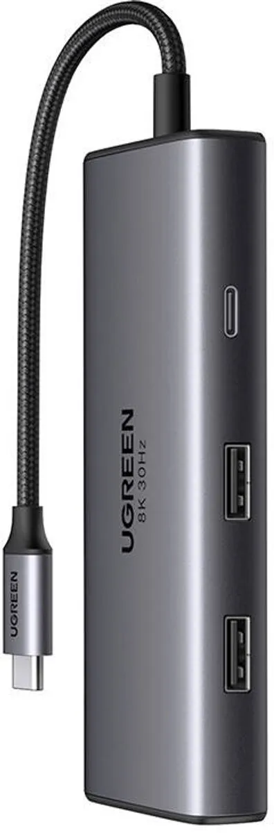 UGREEN Adapter Hub USB-C 6-in-1 - 2x HDMI, USB-C PD, 2x USB-A 3.0 - Zilver