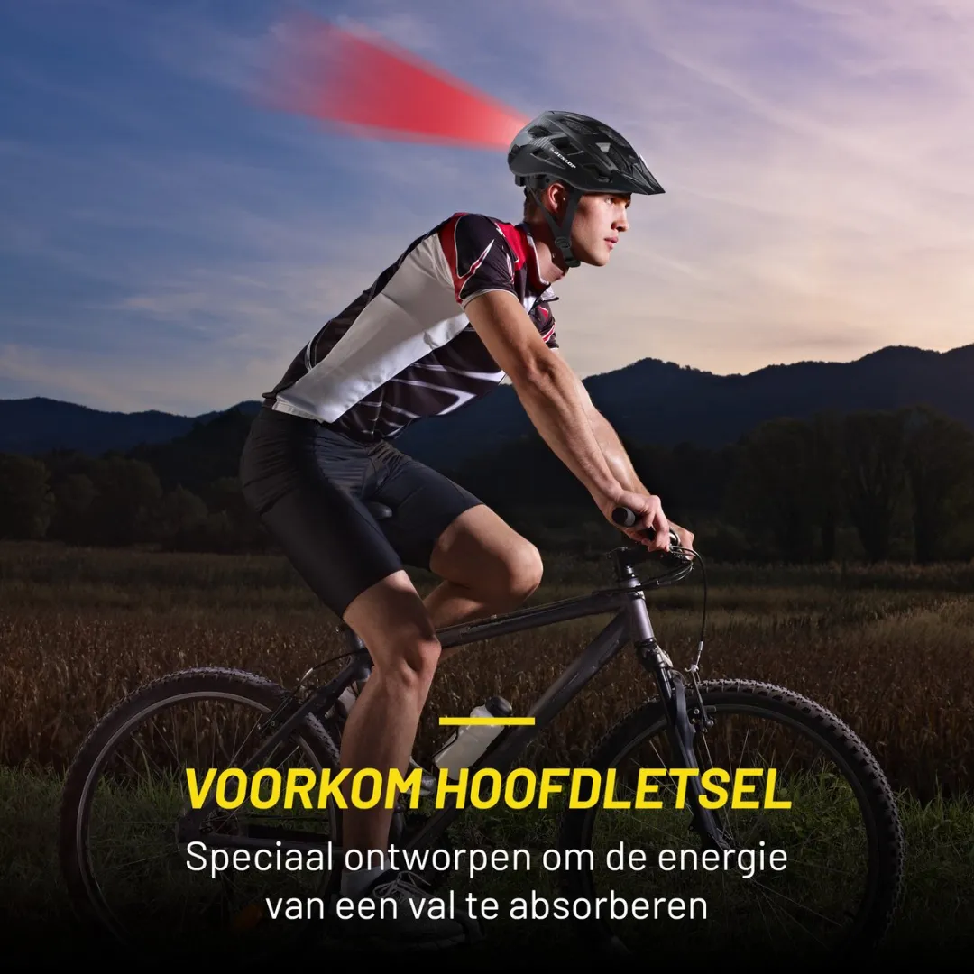 Dunlop Mountainbike Helm M - LED Verlichting - Zwart