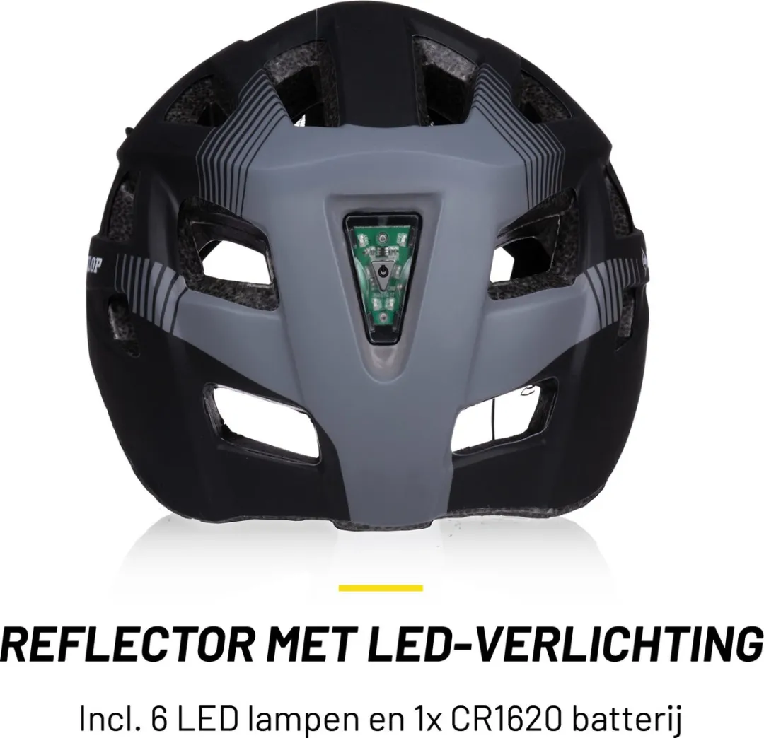 Dunlop Mountainbike Helm M - LED Verlichting - Zwart