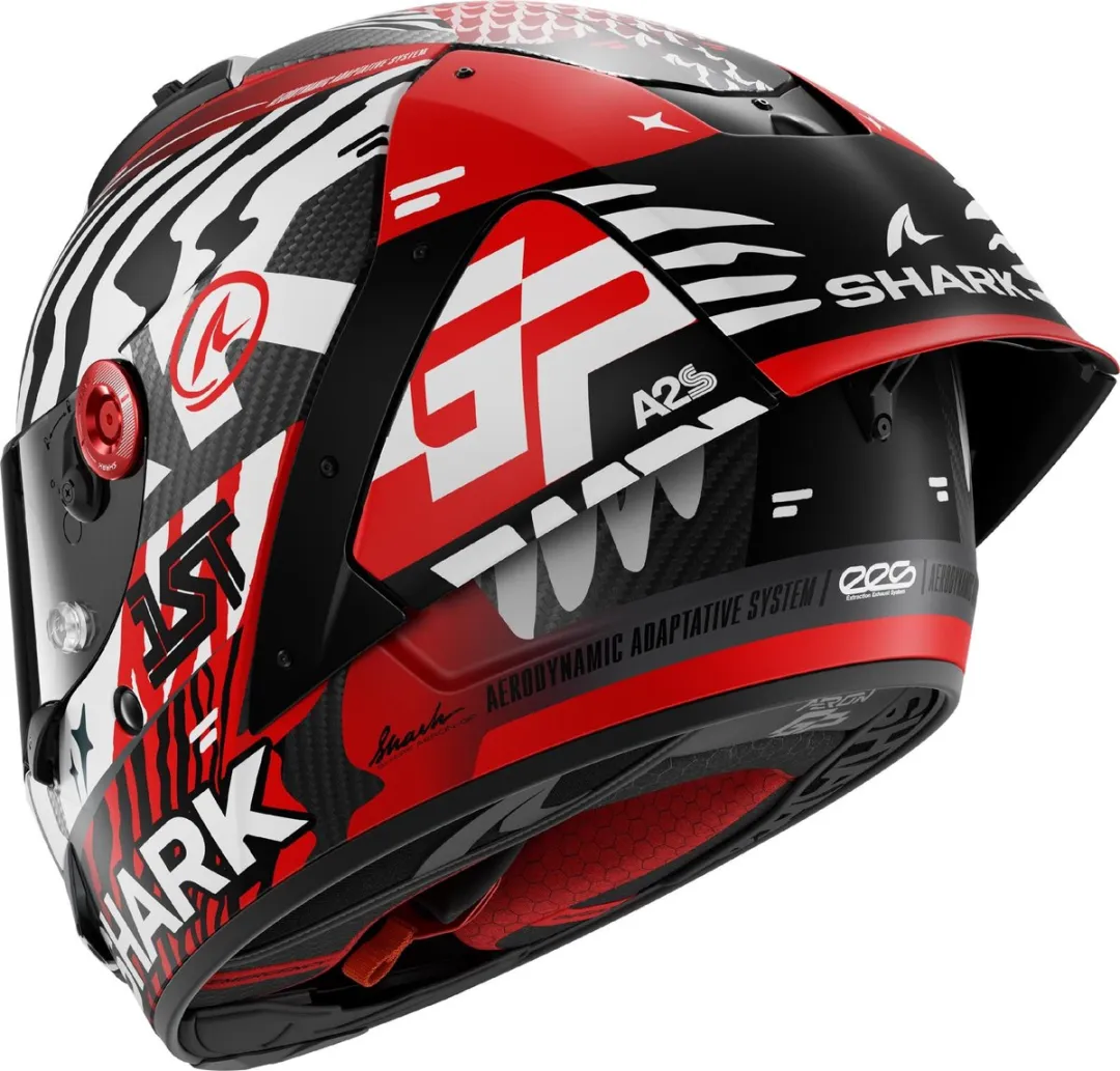 Shark Aeron GP FIM 2 Speed Fancy Carbon Helm - M - Wit/Koolstof/Rood