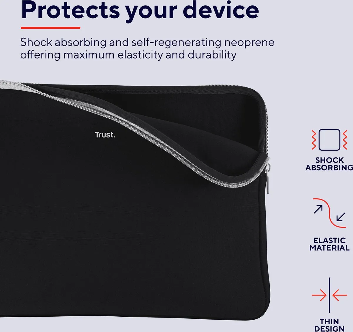 Trust Primo Soft Sleeve 13.3 inch - Laptophuls - Zwart