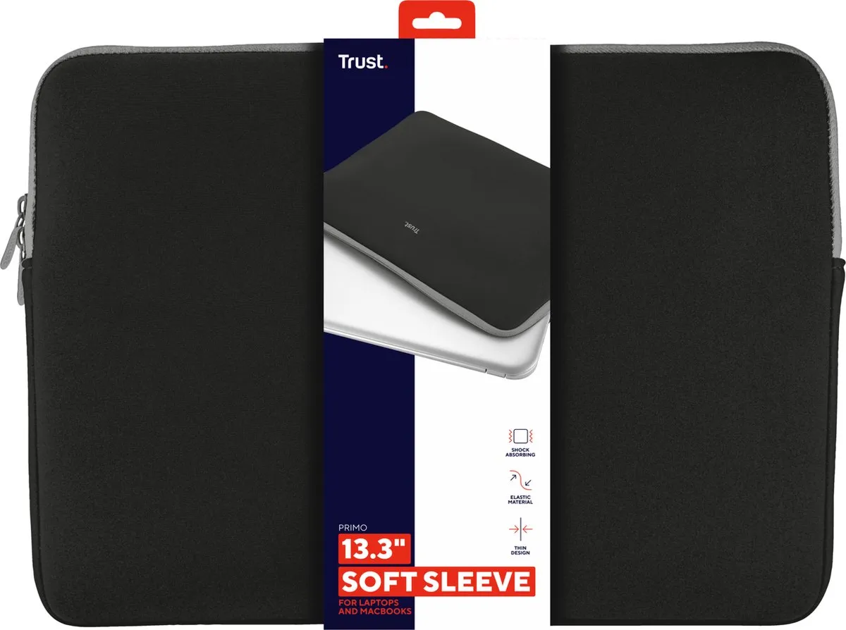 Trust Primo Soft Sleeve 13.3 inch - Laptophuls - Zwart - afbeelding 6 van 6