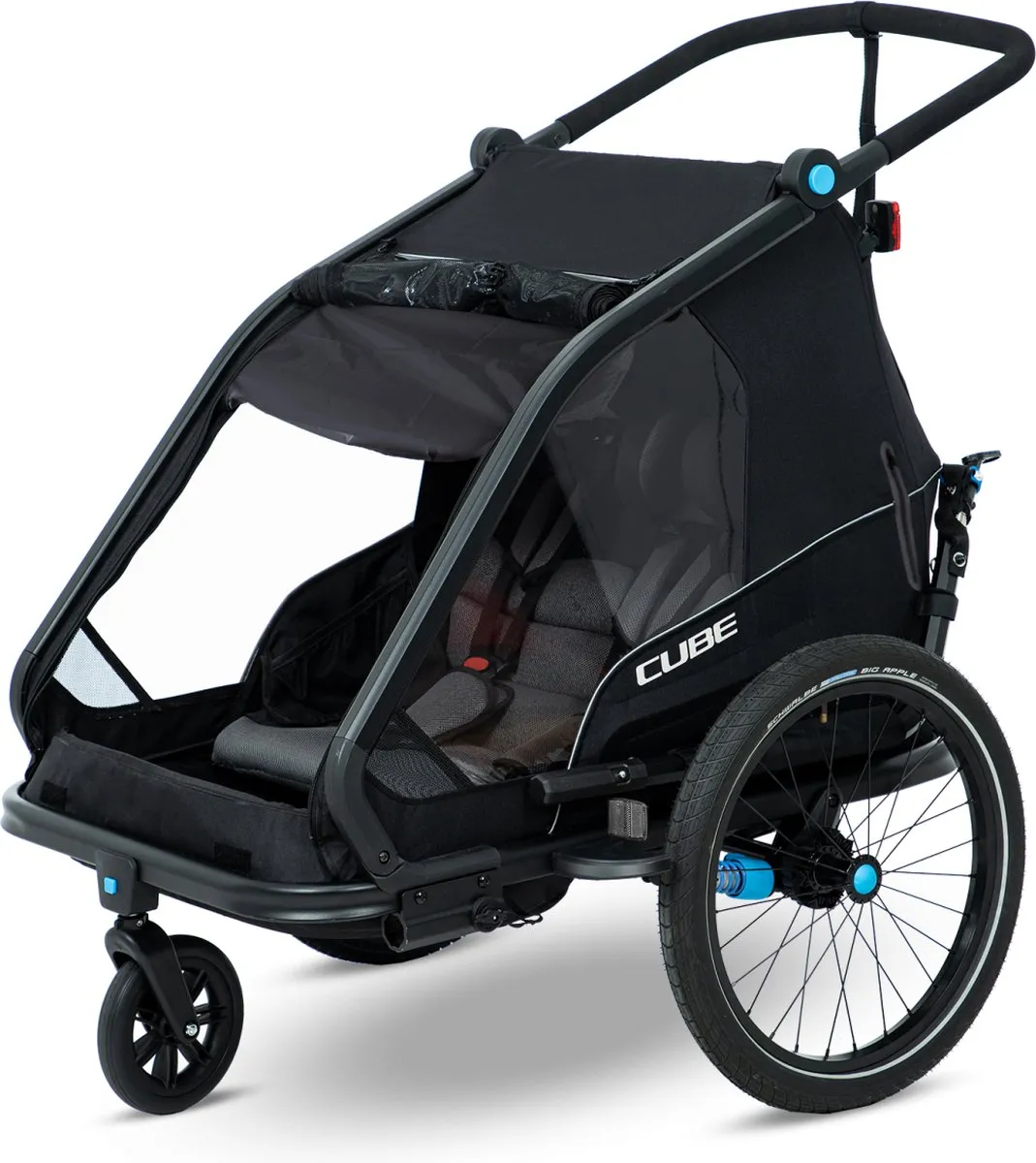 Cube Double CMPT-Trailer - Fietsaanhanger & Kinderwagen 2 persoons - 70L - Zwart - afbeelding 6 van 6