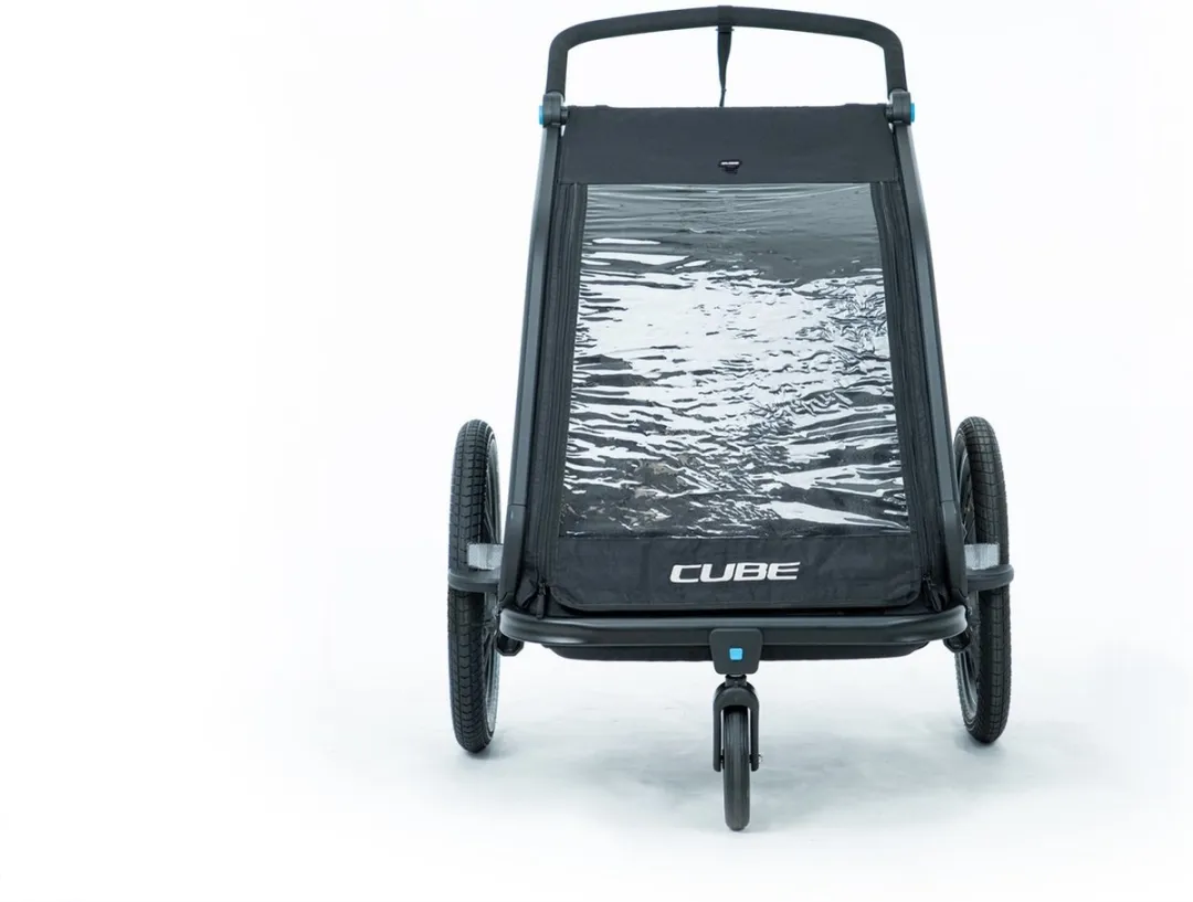 Cube Double CMPT-Trailer - Fietsaanhanger & Kinderwagen 2 persoons - 70L - Zwart